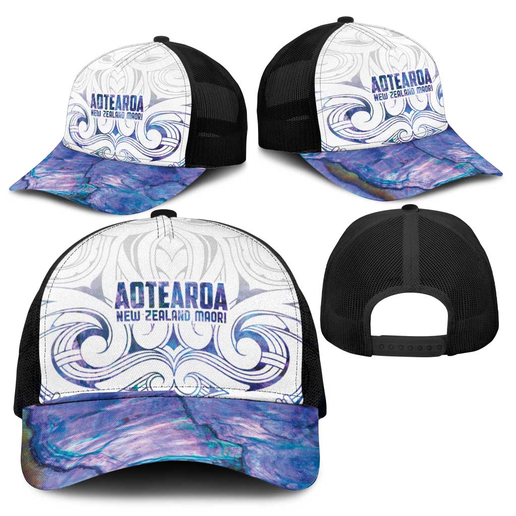 New Zealand Aotearoa Mesh Trucker Cap Purple Maori Papua Shell Indigenous - Aussie Hoodie