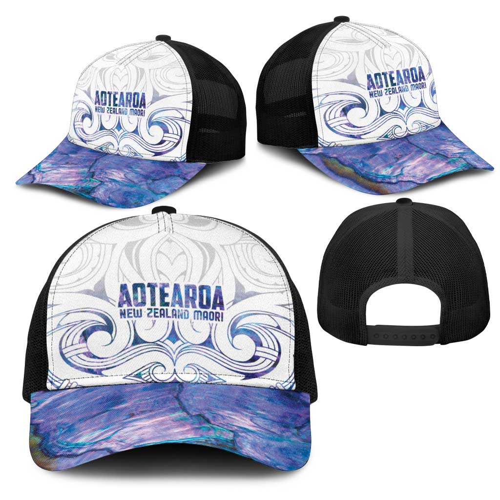 New Zealand Aotearoa Mesh Trucker Cap Purple Maori Papua Shell Indigenous - Aussie Hoodie