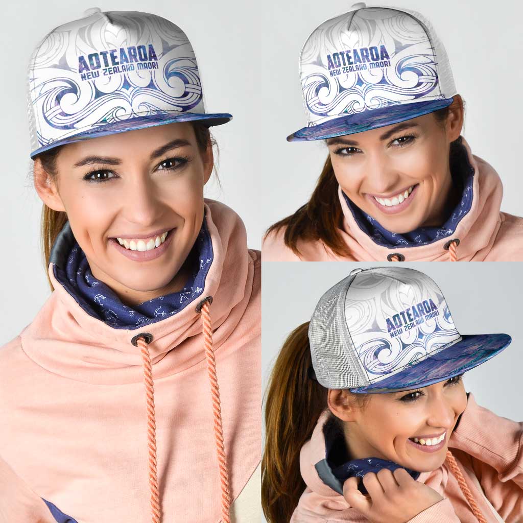 New Zealand Aotearoa Mesh Trucker Cap Purple Maori Papua Shell Indigenous - Aussie Hoodie