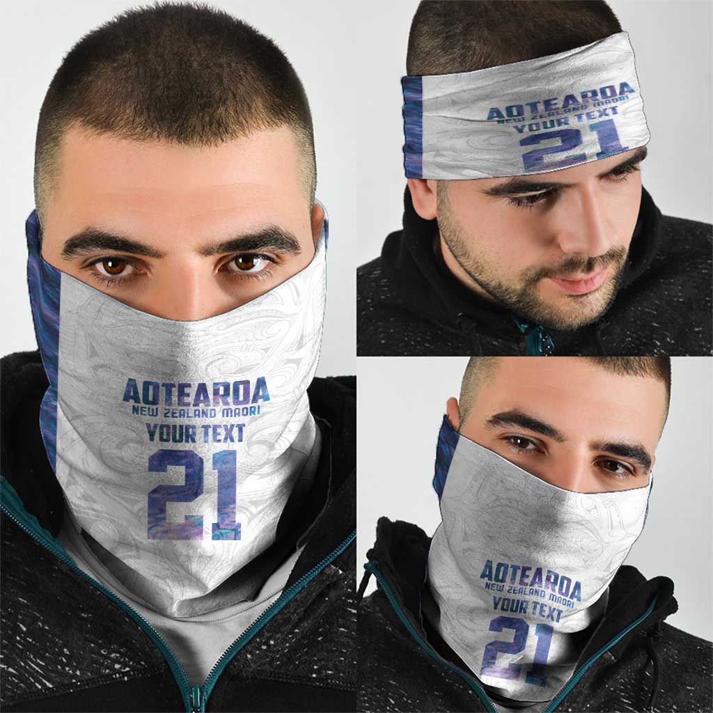 Custom New Zealand Aotearoa Neck Gaiter Purple Maori Paua Shell Indigenous LT9
