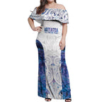 Custom New Zealand Aotearoa Off Shoulder Maxi Dress Purple Maori Paua Shell Indigenous - Aussie Hoodie