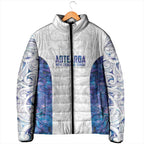Custom New Zealand Aotearoa Padded Jacket Purple Maori Paua Shell Indigenous - Aussie Hoodie