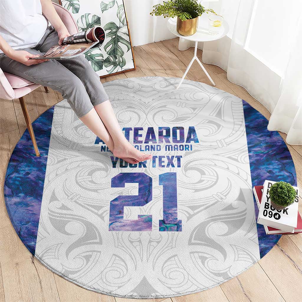 Custom New Zealand Aotearoa Round Carpet Purple Maori Paua Shell Indigenous - Aussie Hoodie