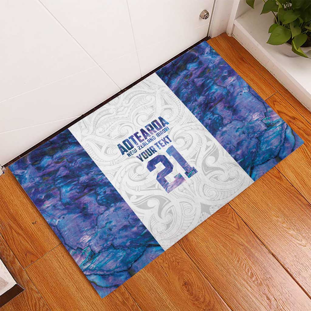 Custom New Zealand Aotearoa Rubber Doormat Purple Maori Paua Shell Indigenous - Aussie Hoodie