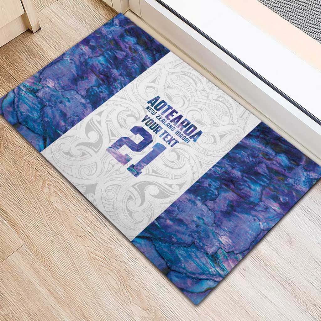 Custom New Zealand Aotearoa Rubber Doormat Purple Maori Paua Shell Indigenous - Aussie Hoodie