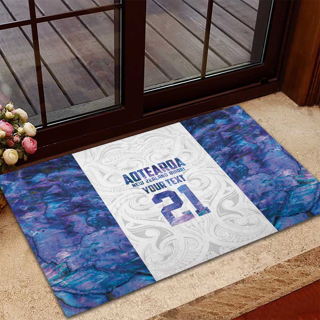 Custom New Zealand Aotearoa Rubber Doormat Purple Maori Paua Shell Indigenous - Aussie Hoodie