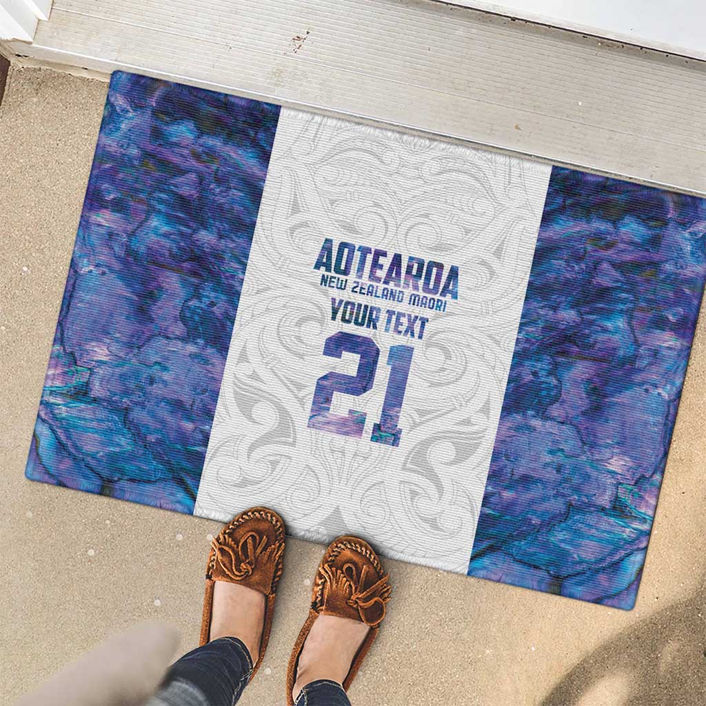 Custom New Zealand Aotearoa Rubber Doormat Purple Maori Paua Shell Indigenous - Aussie Hoodie