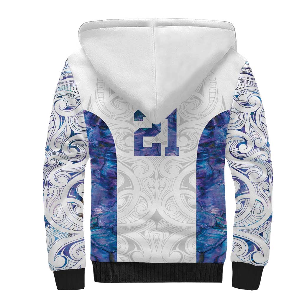 Custom New Zealand Aotearoa Sherpa Hoodie Purple Maori Paua Shell Indigenous - Aussie Hoodie