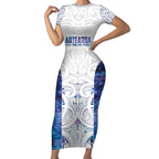 Custom New Zealand Aotearoa Short Sleeve Bodycon Dress Purple Maori Paua Shell Indigenous - Aussie Hoodie
