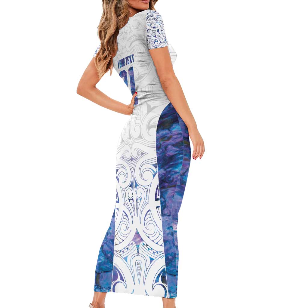 Custom New Zealand Aotearoa Short Sleeve Bodycon Dress Purple Maori Paua Shell Indigenous - Aussie Hoodie