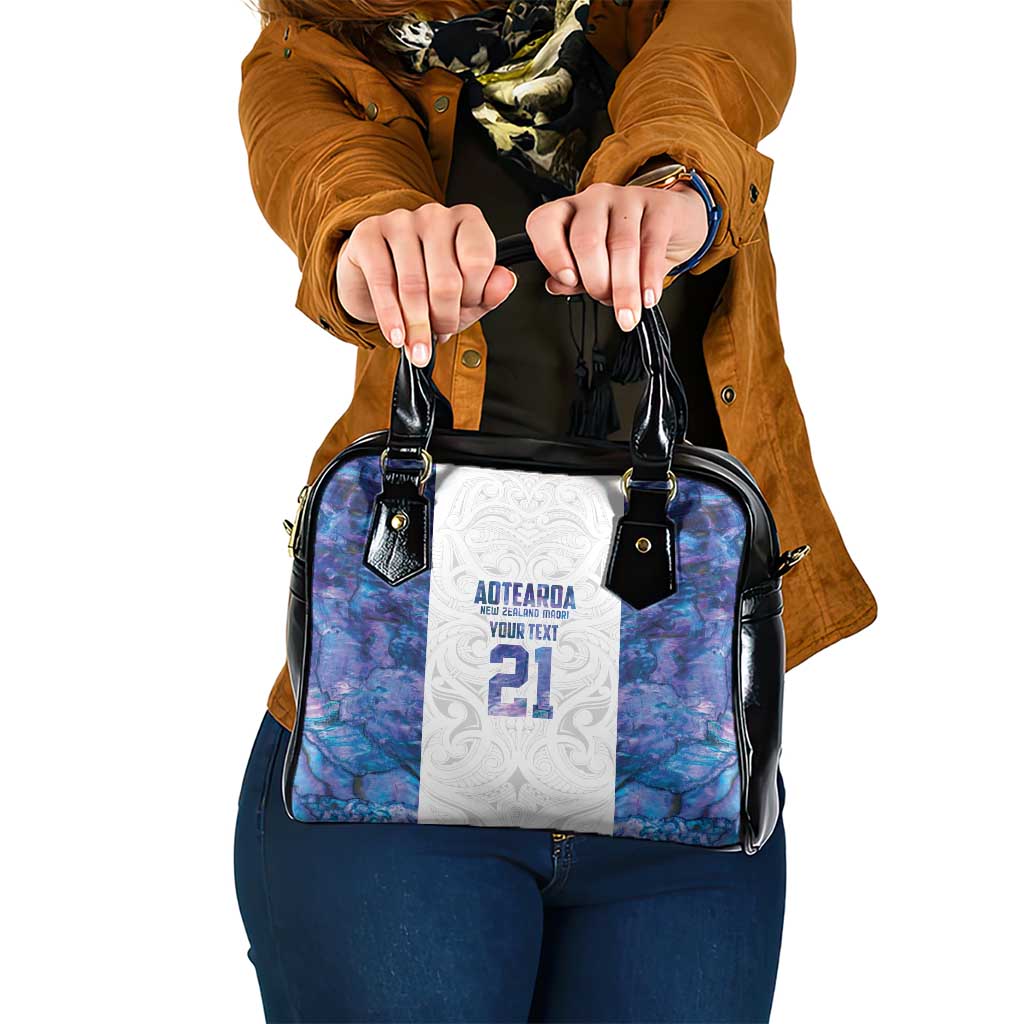 Custom New Zealand Aotearoa Shoulder Handbag Purple Maori Paua Shell Indigenous - Aussie Hoodie