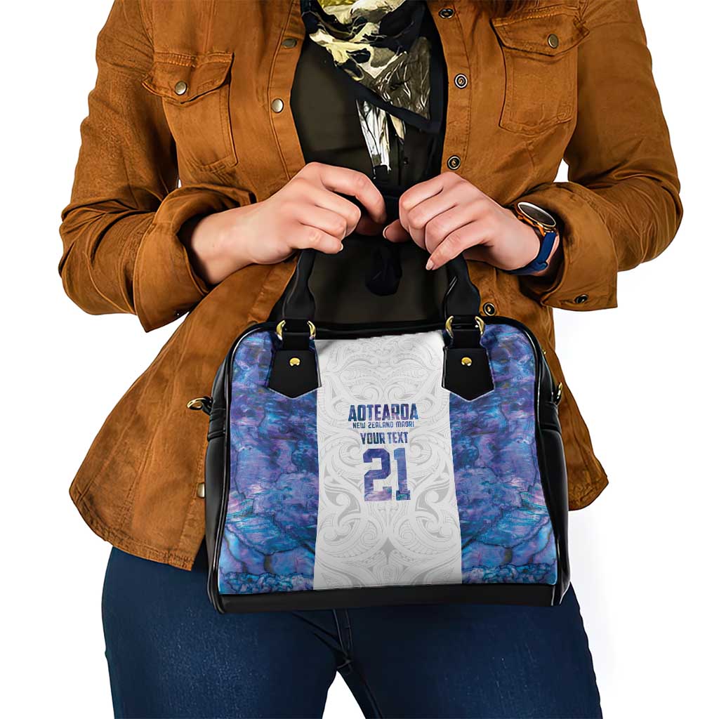Custom New Zealand Aotearoa Shoulder Handbag Purple Maori Paua Shell Indigenous - Aussie Hoodie
