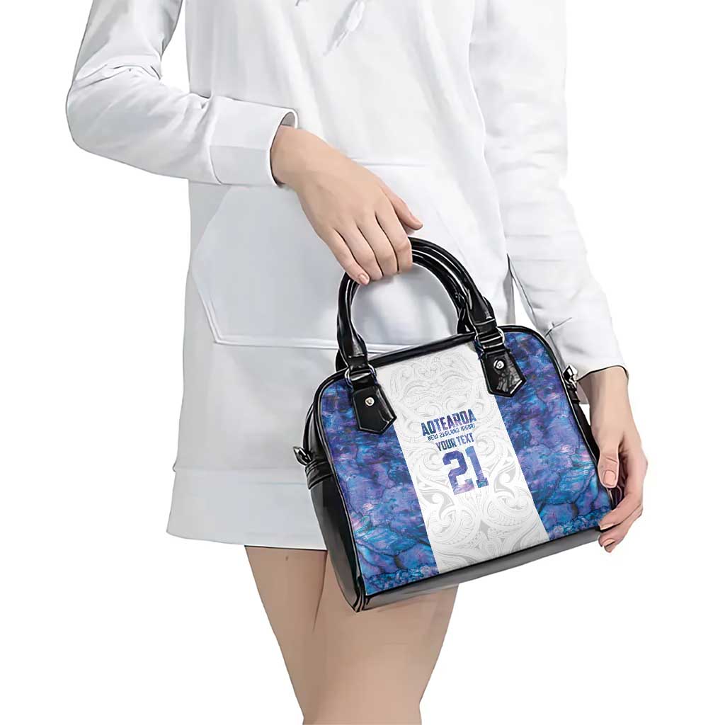 Custom New Zealand Aotearoa Shoulder Handbag Purple Maori Paua Shell Indigenous - Aussie Hoodie