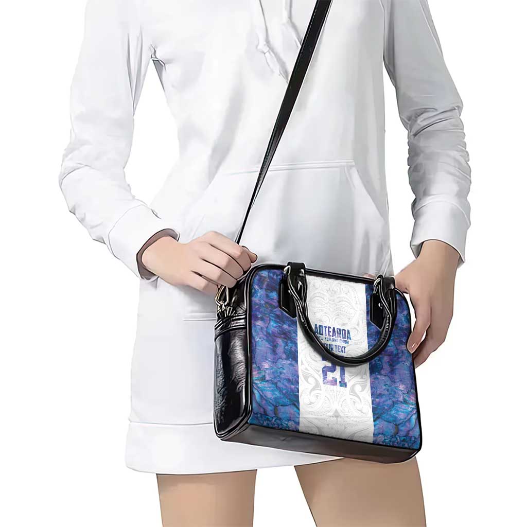 Custom New Zealand Aotearoa Shoulder Handbag Purple Maori Paua Shell Indigenous - Aussie Hoodie