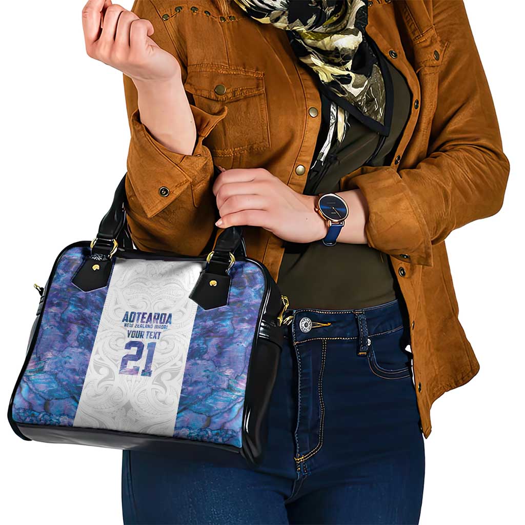 Custom New Zealand Aotearoa Shoulder Handbag Purple Maori Paua Shell Indigenous - Aussie Hoodie
