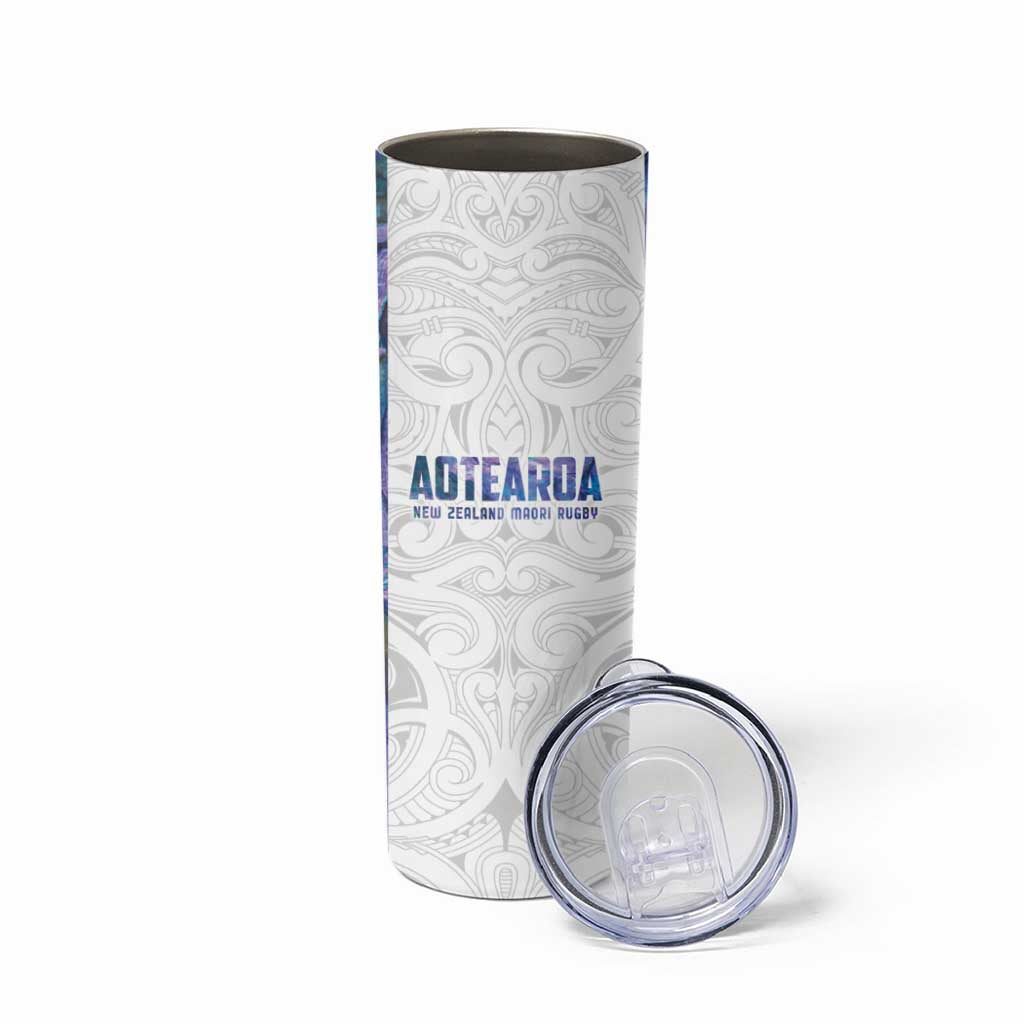 Custom New Zealand Aotearoa Skinny Tumbler Purple Maori Paua Shell Indigenous - Aussie Hoodie
