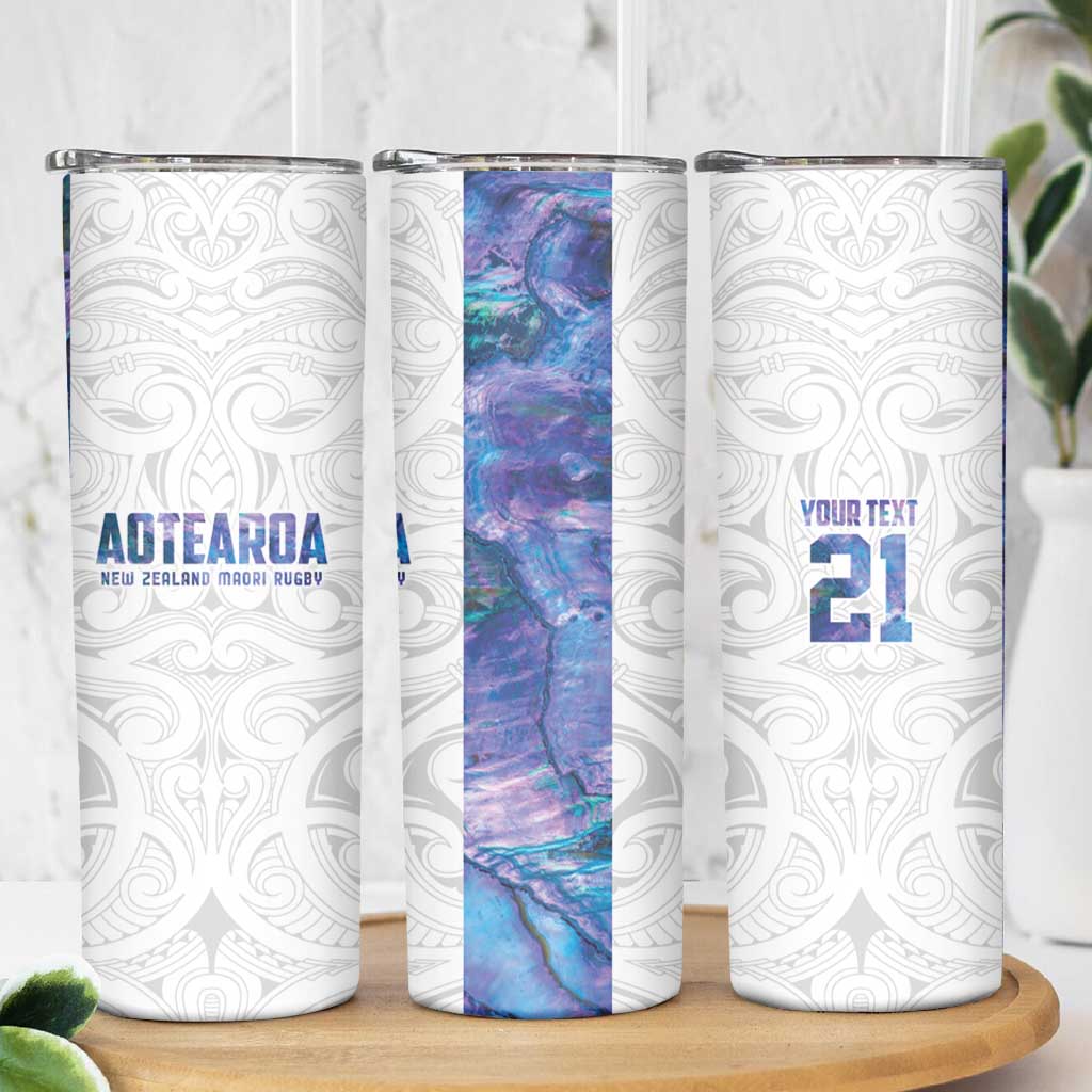 Custom New Zealand Aotearoa Skinny Tumbler Purple Maori Paua Shell Indigenous - Aussie Hoodie