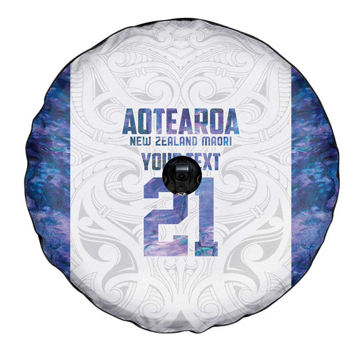 Custom New Zealand Aotearoa Spare Tire Cover Purple Maori Paua Shell Indigenous - Aussie Hoodie