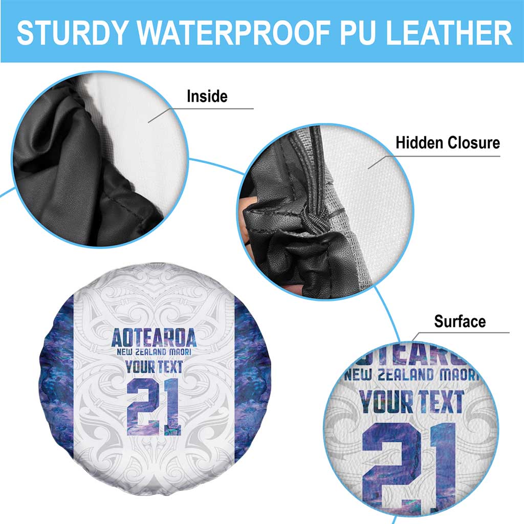 Custom New Zealand Aotearoa Spare Tire Cover Purple Maori Paua Shell Indigenous - Aussie Hoodie