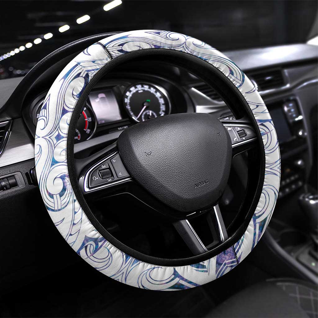 New Zealand Aotearoa Steering Wheel Cover Purple Maori Paua Shell Indigenous - Aussie Hoodie