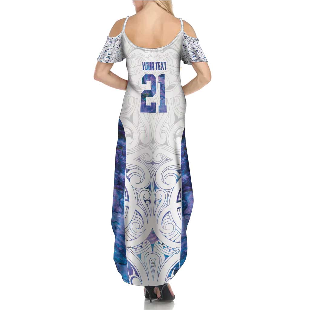 Custom New Zealand Aotearoa Summer Maxi Dress Purple Maori Paua Shell Indigenous - Aussie Hoodie