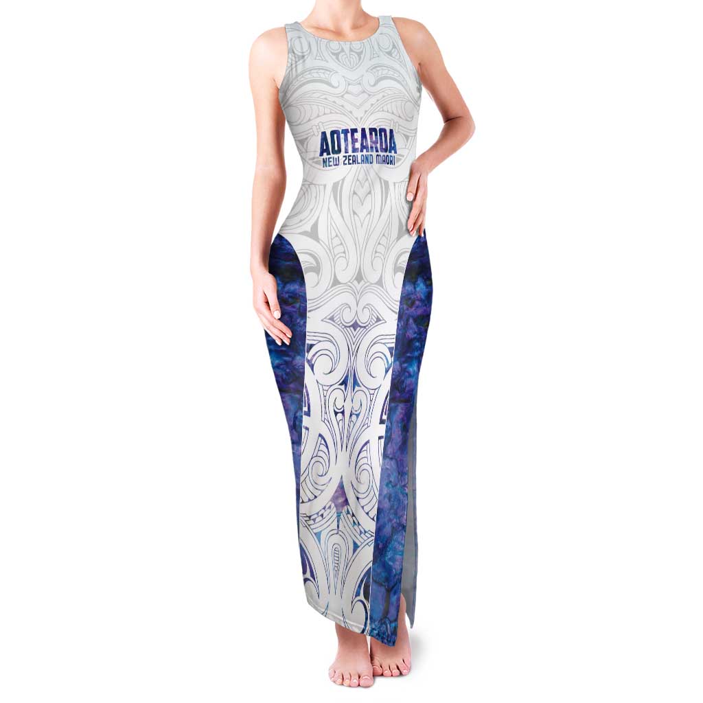 Custom New Zealand Aotearoa Tank Maxi Dress Purple Maori Paua Shell Indigenous - Aussie Hoodie