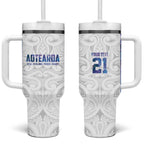 Custom New Zealand Aotearoa Tumbler With Handle Purple Maori Paua Shell Indigenous - Aussie Hoodie