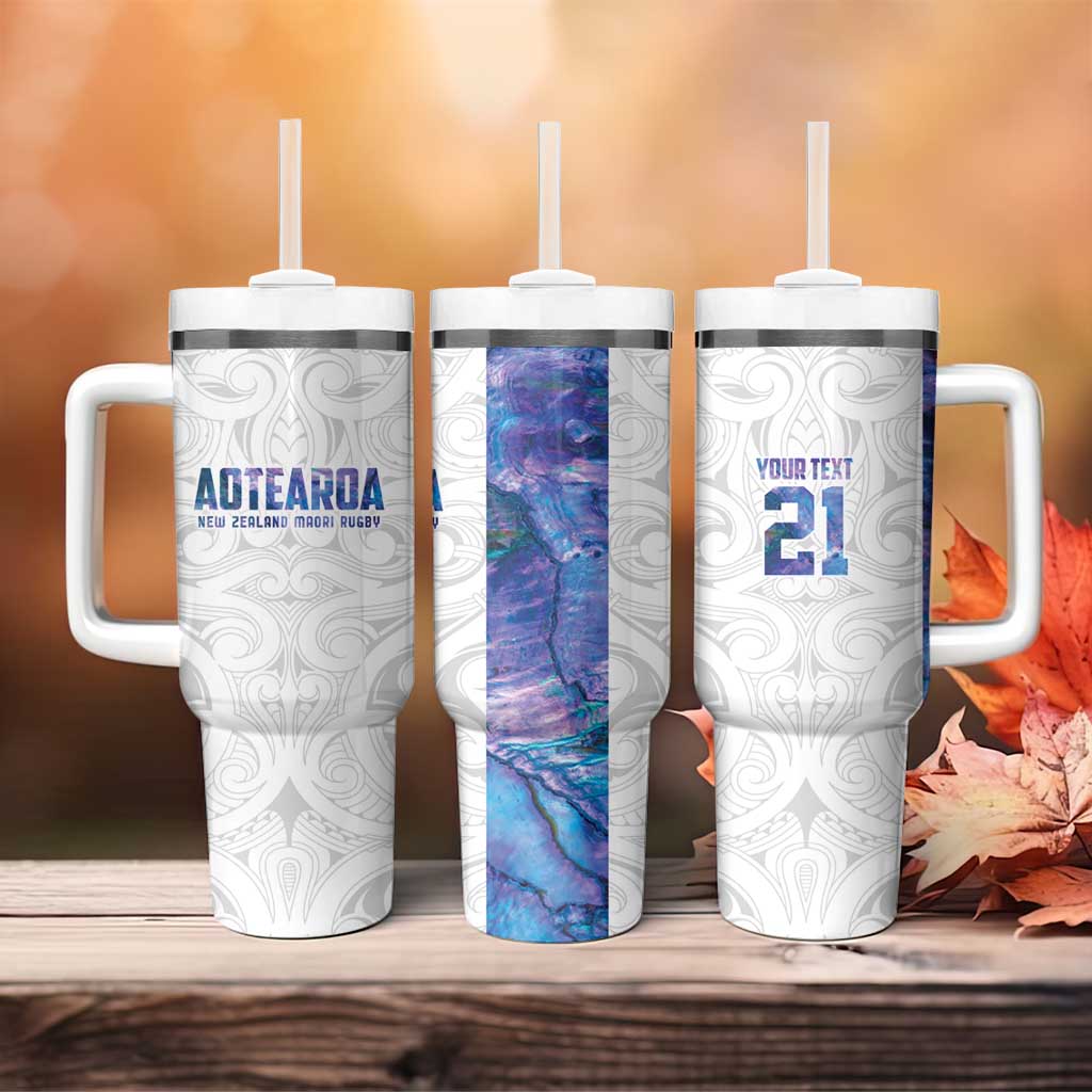 Custom New Zealand Aotearoa Tumbler With Handle Purple Maori Paua Shell Indigenous - Aussie Hoodie