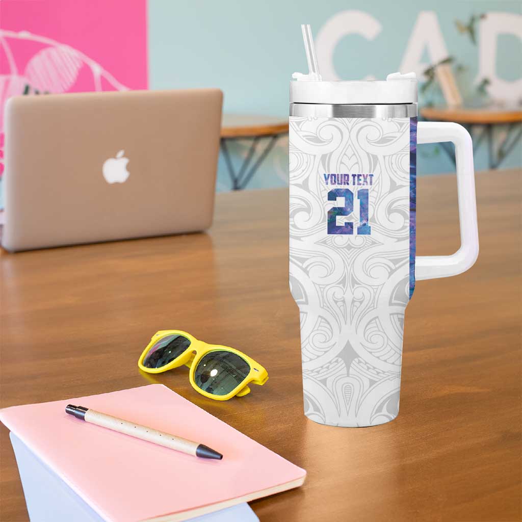 Custom New Zealand Aotearoa Tumbler With Handle Purple Maori Paua Shell Indigenous - Aussie Hoodie