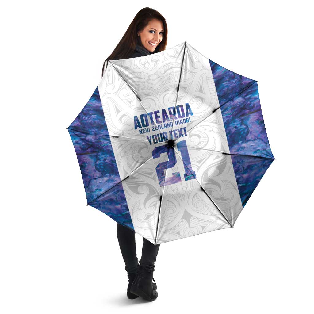 Custom New Zealand Aotearoa Umbrella Purple Maori Paua Shell Indigenous - Aussie Hoodie
