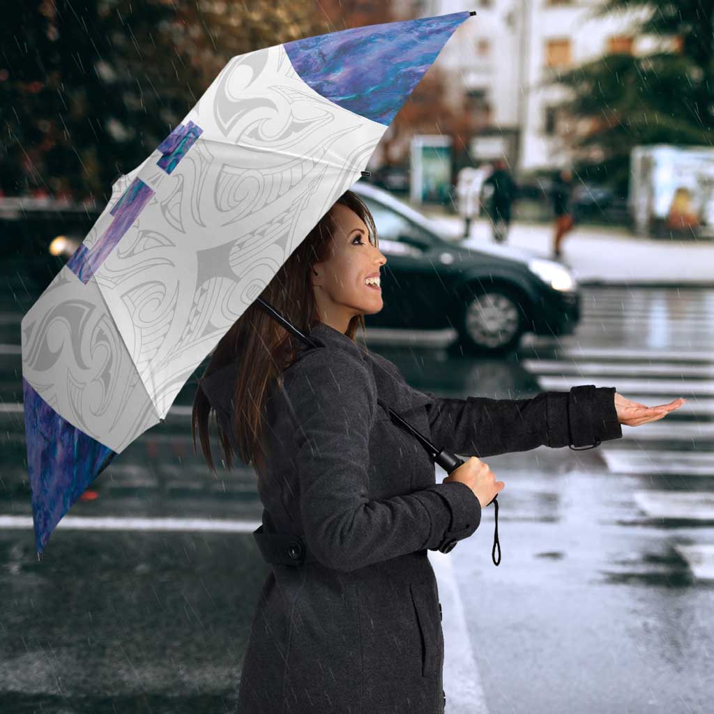 Custom New Zealand Aotearoa Umbrella Purple Maori Paua Shell Indigenous - Aussie Hoodie