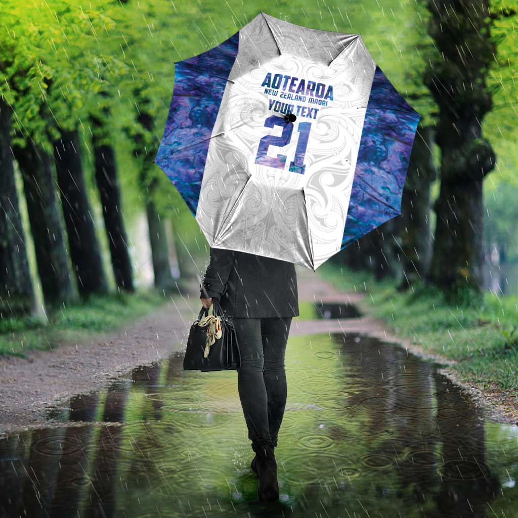 Custom New Zealand Aotearoa Umbrella Purple Maori Paua Shell Indigenous - Aussie Hoodie