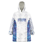 Custom New Zealand Aotearoa Wearable Blanket Hoodie Purple Maori Paua Shell Indigenous - Aussie Hoodie