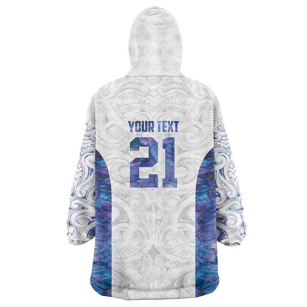 Custom New Zealand Aotearoa Wearable Blanket Hoodie Purple Maori Paua Shell Indigenous - Aussie Hoodie