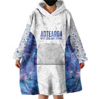 Custom New Zealand Aotearoa Wearable Blanket Hoodie Purple Maori Paua Shell Indigenous - Aussie Hoodie