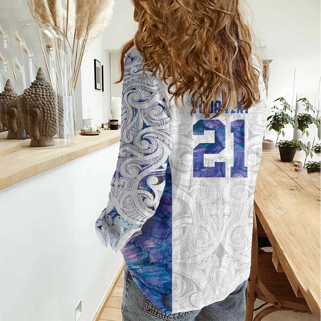 Custom New Zealand Aotearoa Women Casual Shirt Purple Maori Paua Shell Indigenous - Aussie Hoodie