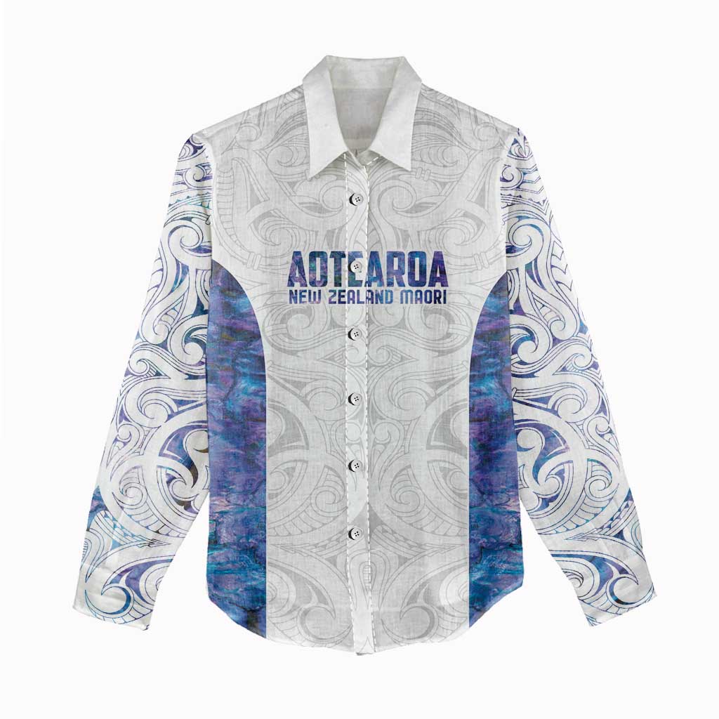 Custom New Zealand Aotearoa Women Casual Shirt Purple Maori Paua Shell Indigenous - Aussie Hoodie