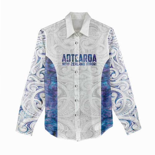 Custom New Zealand Aotearoa Women Casual Shirt Purple Maori Paua Shell Indigenous - Aussie Hoodie