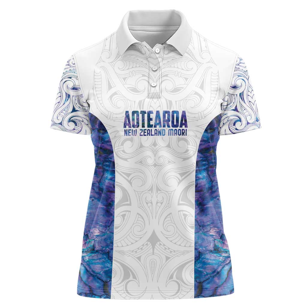 Custom New Zealand Aotearoa Women Polo Shirt Purple Maori Paua Shell Indigenous - Aussie Hoodie