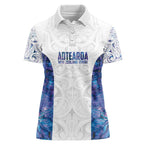 Custom New Zealand Aotearoa Women Polo Shirt Purple Maori Paua Shell Indigenous - Aussie Hoodie