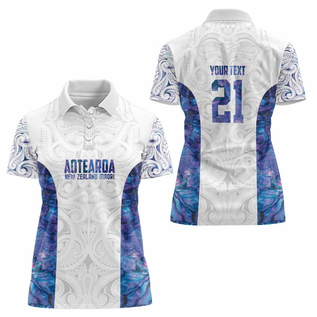 Custom New Zealand Aotearoa Women Polo Shirt Purple Maori Paua Shell Indigenous - Aussie Hoodie