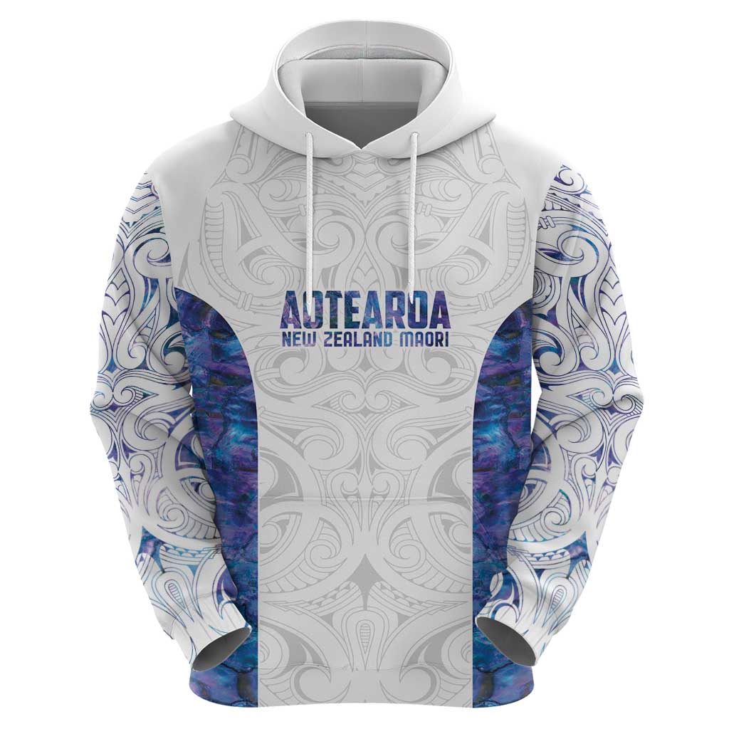 Custom New Zealand Aotearoa Zip Hoodie Purple Maori Paua Shell Indigenous - Aussie Hoodie