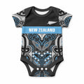 World Cricket Custom New Zealand Baby Onesie Kia kaha nga Potae Pango