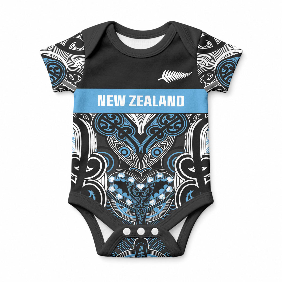 World Cricket Custom New Zealand Baby Onesie Kia kaha nga Potae Pango