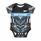 World Cricket Custom New Zealand Baby Onesie Kia kaha nga Potae Pango