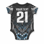 World Cricket Custom New Zealand Baby Onesie Kia kaha nga Potae Pango