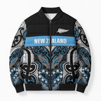 World Cricket Custom New Zealand Bomber Puffer Jacket Kia kaha nga Potae Pango