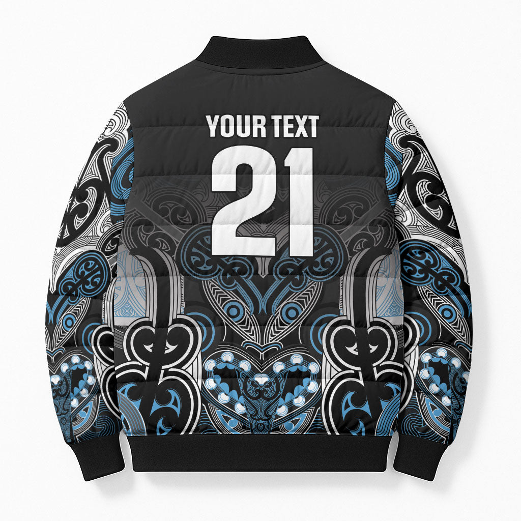World Cricket Custom New Zealand Bomber Puffer Jacket Kia kaha nga Potae Pango