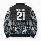 World Cricket Custom New Zealand Bomber Puffer Jacket Kia kaha nga Potae Pango