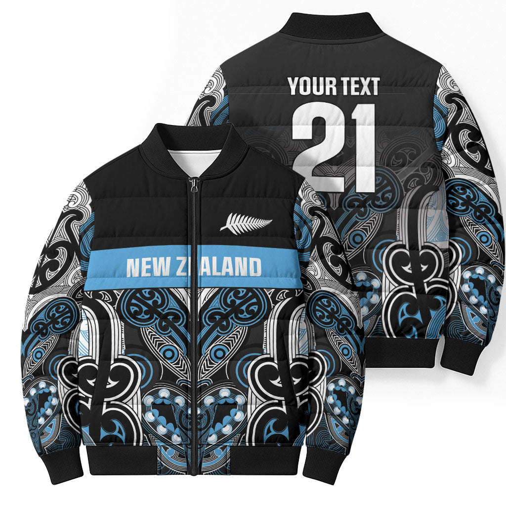 World Cricket Custom New Zealand Bomber Puffer Jacket Kia kaha nga Potae Pango